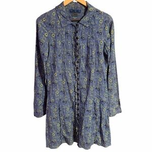 Vintage Free People Floral Shirt Dress Size 6 Bohemian